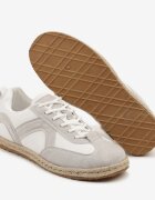 seastar Sneakers Alb-Gri în Stilul Tenisilor Clasici cu Talpă Împletită Fevanelle
