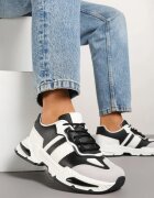 seastar Sneakers Alb-Negru de streetwear cu cusături contrastante Ilirenas