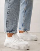 seastar Sneakers Albi pe Talpă Groasă cu Relief și Benzi Decorative Ralis