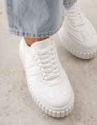seastar Sneakers Albi pe Talpă Groasă cu Relief și Benzi Decorative Ralis