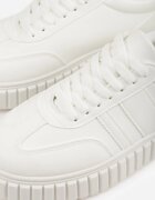 seastar Sneakers Albi pe Talpă Groasă cu Relief și Benzi Decorative Ralis