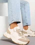 seastar Sneakers bej închis de streetwear cu cusături contrastante Ilirenas