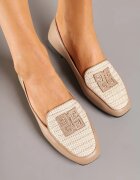sergio todzi Mocasini Bej închis cu decorațiuni din tweed și aplicație geometrică Teliswena