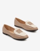 sergio todzi Mocasini Bej închis cu decorațiuni din tweed și aplicație geometrică Teliswena