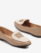 sergio todzi Mocasini Bej închis cu decorațiuni din tweed și aplicație geometrică Teliswena