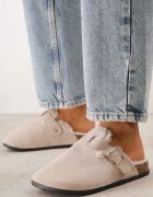 sergio todzi Papuci mule clasici din piele naturală căptușiți cu blană artificială Jaderra Bej