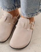 sergio todzi Papuci mule clasici din piele naturală căptușiți cu blană artificială Jaderra Bej