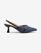 sergio todzi Sandale Albastru-Negre tip Czółenka slingback cu toc kitten cu barete și catarame Arivella