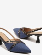 sergio todzi Sandale Albastru-Negre tip Czółenka slingback cu toc kitten cu barete și catarame Arivella