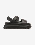 sergio todzi Sandale Negre pe Talpă Groasă din Spumă cu Velcro din Satin Telmaris