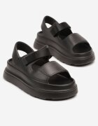 sergio todzi Sandale Negre pe Talpă Groasă din Spumă cu Velcro din Satin Telmaris