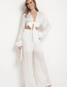  Set Alb Cămașă cu Mâneci Largi și Pantaloni Lejeri Rossabel
