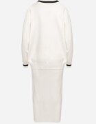  Set Alb din Viscoză Fustă Croită Cardigan Descheiabil cu Bordură Tamaira