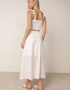  Set Alb în Stil Boho Top din Dantelă și Fustă Cloș cu Elastic în Talie Sovemia