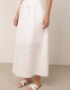  Set Alb în Stil Boho Top din Dantelă și Fustă Cloș cu Elastic în Talie Sovemia