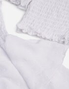  Set Alb Top în stil spaniolă și Fustă-Pantaloni scurți cu elastic Quillatta