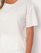  Set Alb Tricou și Pantaloni Largi Decorat cu Flori Brodate Namsaria