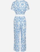 Set Albastru cu tricou scurt și pantaloni cu model ornamental din bumbac Oliani