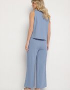  Set Albastru Din bumbac Bluză fără mâneci cu nasturi Pantaloni cu elastic în talie Juliannacella