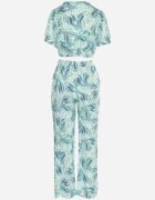  Set Albastru-Verde din Bumbac Top cu Mânecă Scurtă Pantaloni Lărgi cu Elastic în Talie Zoriadia