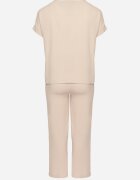  Set Bej cu Bumbac Bluză cu încrețituri și Pantaloni Largi Jenindriela
