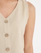  Set bej deschis de Bumbac Bluză fără Mâneci cu nasturi Pantaloni cu elastic în talie Juliancella