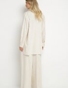  Set Bej deschis din Viscoză Cămașă cu nasturi Pantaloni largi cu elastic în talie Tinasiam