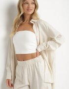  Set Bej deschis din Viscoză Cămașă cu nasturi Pantaloni largi cu elastic în talie Tinasiam