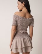  Set Bej Top stil spaniol și Fustă-Pantaloni scurți cu Elastic Quillatta