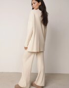  Set Bej Tricotat 2 piese cu Viscoză Pulover cu Guler înalt și Pantaloni largi Firizia