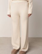  Set Bej Tricotat 2 piese cu Viscoză Pulover cu Guler înalt și Pantaloni largi Firizia