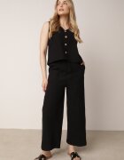  Set de bumbac Negru Tricou fără mâneci cu nasturi Pantaloni cu elastic în talie Juliancella