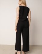  Set de bumbac Negru Tricou fără mâneci cu nasturi Pantaloni cu elastic în talie Juliancella