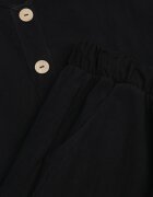  Set de bumbac Negru Tricou fără mâneci cu nasturi Pantaloni cu elastic în talie Juliancella
