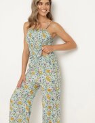  Set de bumbac verde Top cu bretele cu încrețituri Pantaloni cu elastic în talie Elaruth