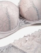  Set de dantelă Gri-Roz Sutien cu push-up și tanga Yalira