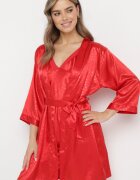  Set de Pijamale Roșu 6 piese: Halat Cămașă de noapte Pantaloni Top Pantaloni scurți și Bentiță Kirosa