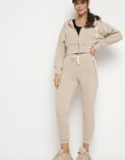  Set de trening Bej închis din bumbac Bluză cu glugă și Pantaloni cu elastic în talie Neseria