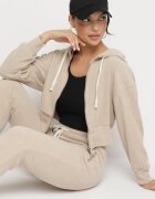  Set de trening Bej închis din bumbac Bluză cu glugă și Pantaloni cu elastic în talie Neseria