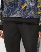  Set de Trening din Velur Bleumarin-Negru Bluză cu Model Abstract Pantaloni cu Lampase Ivalaria