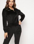  Set de trening din velur negru cu bluză cu glugă Oriadne