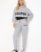 Set de trening Gri 3 piese din bumbac elastic Rullena