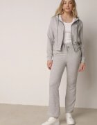  Set de trening gri deschis din bumbac bluză cu glugă și pantaloni evazați Nanre