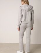  Set de trening gri deschis din bumbac bluză cu glugă și pantaloni evazați Nanre