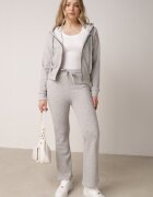  Set de trening gri deschis din bumbac bluză cu glugă și pantaloni evazați Nanre
