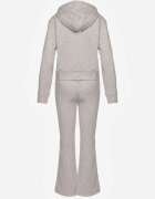  Set de trening gri deschis din bumbac bluză cu glugă și pantaloni evazați Nanre