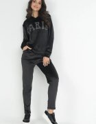  Set de trening negru din 2 piese din velur decorat cu zirconii Feyre