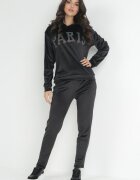  Set de trening negru din 2 piese din velur decorat cu zirconii Feyre