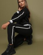  Set de Trening Negru Din bumbac Bluză tip hanorac și Pantaloni cu dungi laterale Cantoe