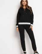  Set de Trening Negru Din bumbac Bluză tip hanorac și Pantaloni cu dungi laterale Cantoe